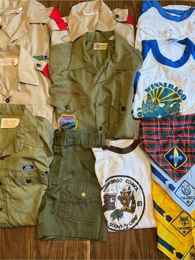 Vintage Boy Scouts of America Mixed Lot of Shirts, Shorts, Neckerchiefs